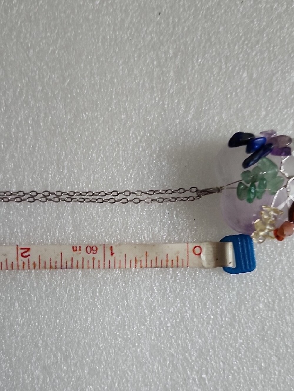 Hand Crafted Multi-Color Tree of Life Necklace with Silver Wire - Picture 4 of 8